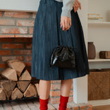 Leather Dumpling Bucket Bag - Black