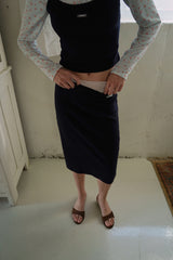 Nude midi skirt_navy