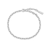 silver medium chain rhodium plating + 925 silver bracelet B062-03H