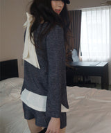 Metallic Button Tab Cardigan_Navy