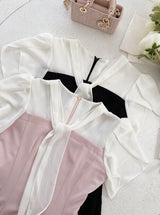 26SS★ Michelle Tie Color Matching Tulip Flare Long One Piece