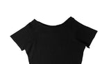 Soa Plain Unbalance Off-Shoulder Short-Sleeve T-Shirt