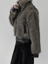 Wolf Two-Tone Leather Fur Jumper