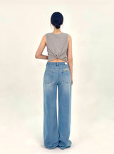  2ND REORDER BUKAY EMBROIDERY SLIM WIDE DENIM PANTS code 25102