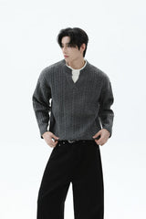 Layered Look Cable Knit Sweater