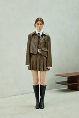 モリーレザークロップジャケット / ブラウン