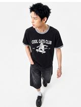 エッセンシャルスタンダード半袖リンガーTシャツ Cool Cats Club ブラック