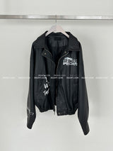 graffiti-printed rider jacket