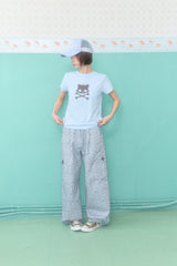 KIRI LEOPARD CARGO PANTS (BLUE)