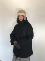 [MD Pick]ファインウールフーデッドハーフコート (2color)