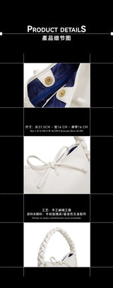 “BURANO” Bow Woven Crescent Bag