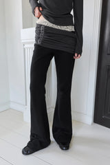 26SS★ レーストリムシャーリングレイヤードフレアパンツ