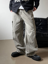 Grayish wide cargo pants