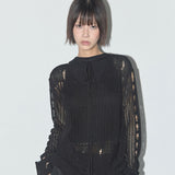 2-Way Damage Knit Long Sleeve (Black) F25QB089