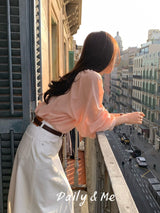 Round shirring blouse (2color)