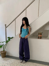 Orr Eyelet Punching Shirring V-Neck Strap Sleeveless