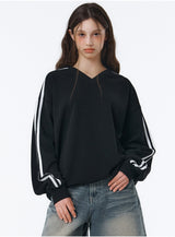 [Unisex] SPORTY TRACK V-NECK OVER FIT SWEATSHIRT (4color)