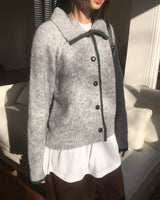 Lupe line color oversized fit collar knit cardigan