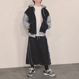 layered deconstructed denim capri shorts_blue