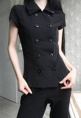 26SS★ [ EEUN MADE ] ロゼット ボタン トップス