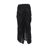  LAYERED STRAP LONG SKIRT _Black