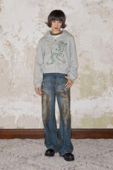 Wasteland Fitter Oil-stained Dirty Fit Straight-leg Hole Jeans