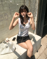 Dot double waist skirt pants