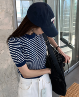 Slow Boucle Striped Short Sleeve Knit / 5 colors