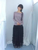 Cloud chiffon frill long skirt