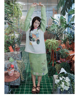 UnsocialNight original design autumn and winter Ollie frog oliwa co-branded illustration printed sweatshirt set for women
