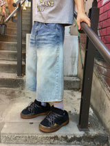 Rope Light Washing Bermuda Denim Pants