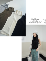 ウールアンゴラ ノースリーブ タートルネック Tシャツ