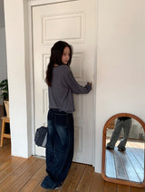 ケパンレタリングワイドデニムパンツ