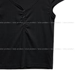 Laco Cap Sleeve Snap Button Crop Short Sleeve