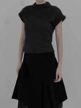 Anti-Fur Half-Pola Short-Sleeve Knit
