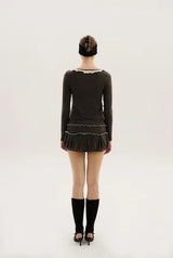 Jam shirring top - charcoal