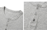 スラブヘンリーネッククロップTシャツ メランジ