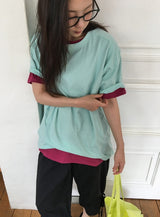 [unisex] シオニ ベーシック レイヤード 半袖Tシャツ