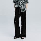 rivet wide flare banding slacks black