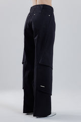 multi layered pants_ black