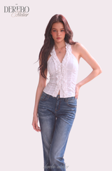 foam lace halterneck blouse
