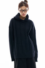 Poulsen ribbed wool hooded knit