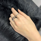 [3SET] Aztec beads rings black
