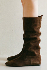 WRINKLE BOOTS IN CHOCOLATE BROWN