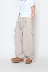 fleece oblique cargo pants