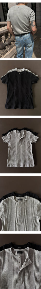 [S/S] High ribbed henry neck half knit(3color)