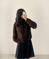 Bomi A-line pleated check midi skirt 