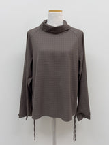Checked shirring raglan blouse