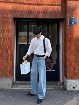 Indigo curved denim pants