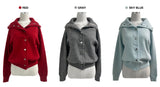  Metal snap button high neck long sleeve knit cardigan (3 colors)